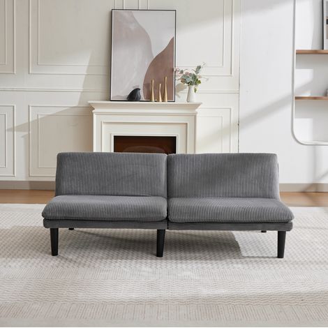 sofá 2 plazas reclinable cama terciopelo gris OKMYHOME (1/5)