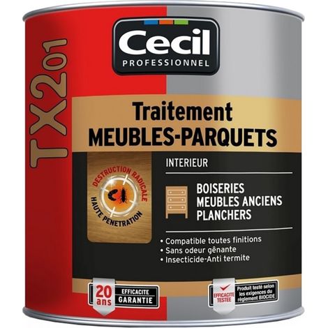 Traitement de bois intérieur 1L – Efficace contre insectes – Rendement préventif 5m²/L – Application au pinceau ou pistolet – Cecil - TX201 (1/3)