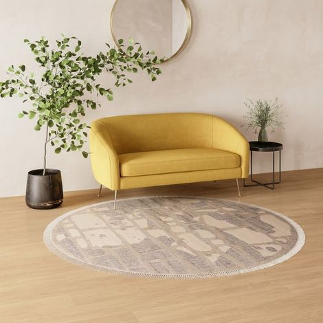 Tapis en jute Tapis Alistair  - 200x200cm, Round - 100% Jute - Tissé main - Gris