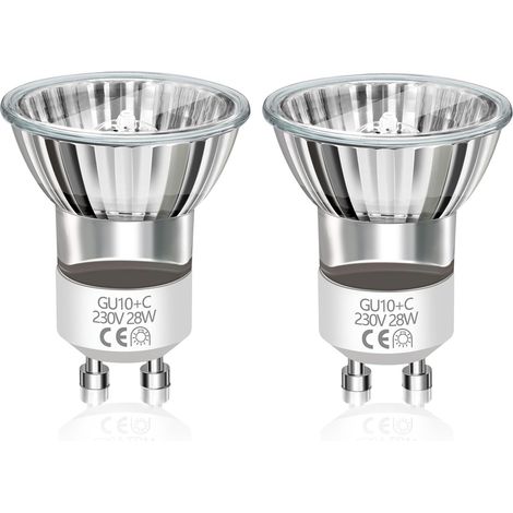 Ampoule Spot GU10 Mini - Lot de 2 - Verre et Céramique - Dimmable 28W pour Lampe à Lave - Salon et Chambre - Ø35x47mm Blanc Chaud (1/5)