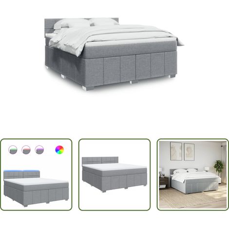 Matratze - Boxspringbett mit Matratze Hellgrau 180x200 cm Stoff (1/5)