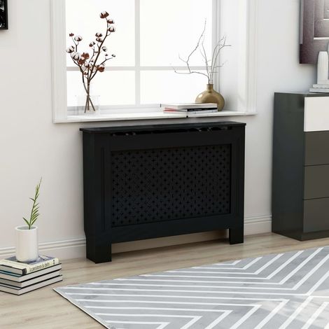 Cache-radiateur Noir - Couvre Radiateur - Revêtement de Radiateur pour Maison 112x19x81 cm MDF -BonneVie77045 (1/5)