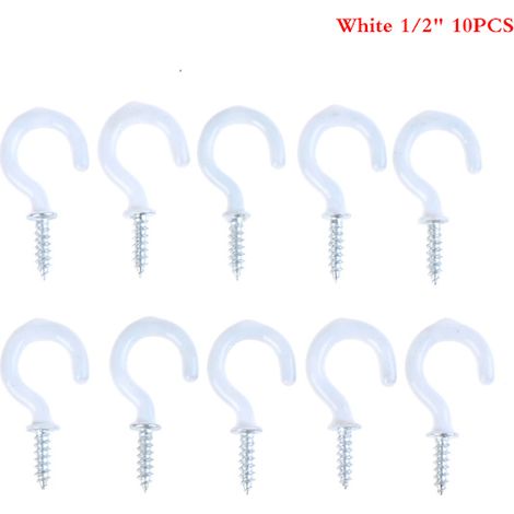 Lot de 10 supports à tasses avec poignée, crochets robustes à visser au plafond, blanc, taille S (1/5)