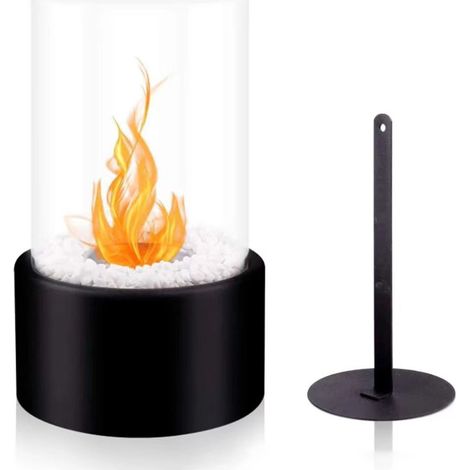 Tisch-Feuerball-Topf, 26 cm, Bioethanol-Kamin, Bio-Kamin für drinnen und draußen, Haus, Garten, Balkon, Wohnzimmer, Esszimmertisch