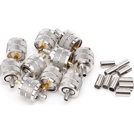 Packung mit 10 PL259-Steckern (männlich) für UHF-Funkgeräte RG58/142 LMR195 RG400 (1/4)