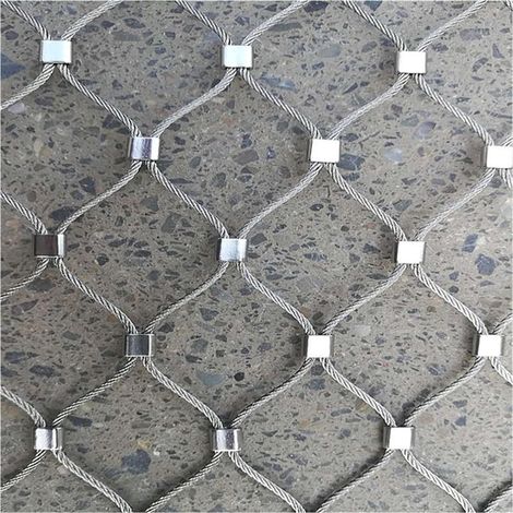 Grille métallique en maille de corde d'acier inoxydable – Maille 6 cm, diamètre 1,5 mm – Protection d'escalier et clôture de jardin (1,5x6 m) (1/4)