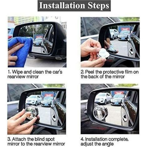 Rétroviseur Angle Mort - Verre HD 2 Pouces - Convexe Ronde - Réglage 360° - Boîtier ABS - Étanche IP67 - Pour Voiture SUV Camion - Lot de 2 (1/4)