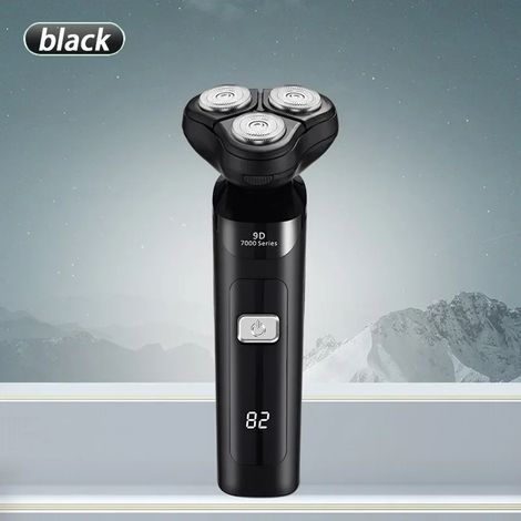 Rasoir (noir) rechargeable, étanche, USB-C, avec écran LCD (1/5)