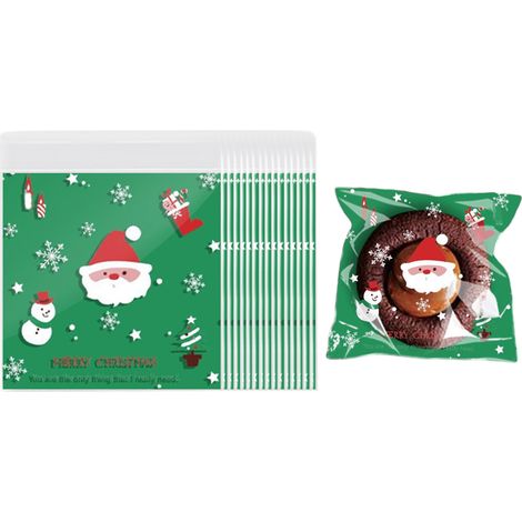 Sac Cellophane Autoadhésif - 10 x 10 cm - Pour Bonbons Biscuits Et Petits Cadeaux - Fête De Noël Halloween - Lot De 100 (1/5)