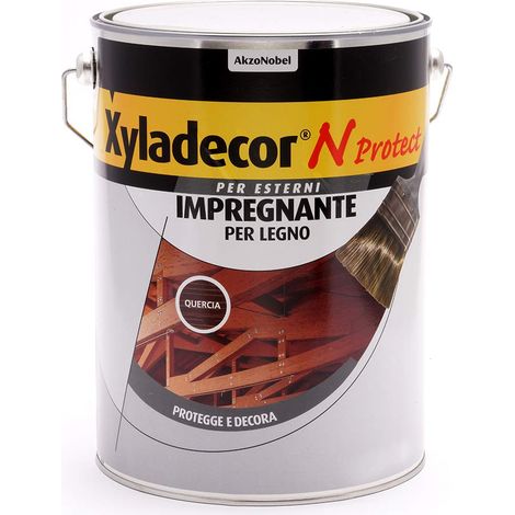 Xyladecor N PROTECT Fondo Impregnante per Legno Esterno a base solvente, Protettivo e Decorativo, Pronto Uso, colore QUERCIA 5L, 5 L (1/2)