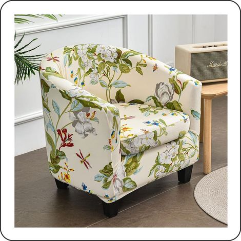 Lot de 2 Housses extensibles pour fauteuil club, tissu élastique polyester, protection anti-rayures, salon (1/5)