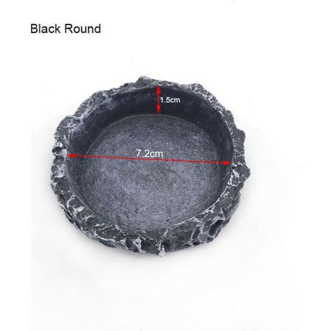 Résine Aquarium animal de compagnie Reptile mangeoire bol bassin alimentaire Pot d'eau Reptile tortue tortue -10mx2.3cm-Noir B