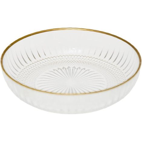 Coupelle en Verre pour Apéritif et Dessert Transparente et Dorée 14 x 14 x 3 cm - PANGIVO (1/4)