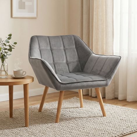 Sessel, modern, grau, 67 × 61,5 × 71 cm, Samt, Heveaholz, 7 kg (1/5)