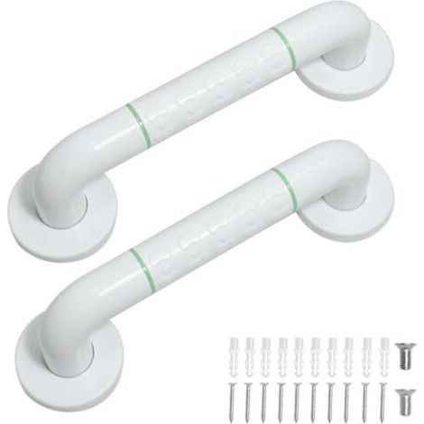 Barre d'Appui pour Personnes Âgées, Lot de 2 de Barre d'Appui Douche 30cm - Blanc - Barre d'Appui WC Pour Salle de Bain en Acier Inoxydable, Barre de Maintien Douche (1/5)
