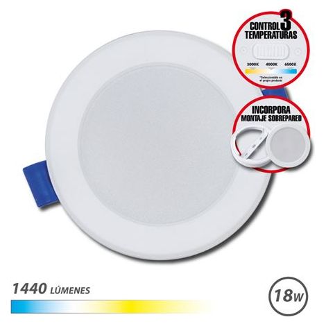 Elbat rundes Downlight 18w - 1440lm -- Selektor 3 Temperaturen+Überwand - Farbe white