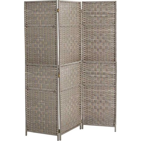SEPARE IN VIMINI DA INTERNO CON 3 PANNELLI E STRUTTURA DA 135X180 CM GRIGIO