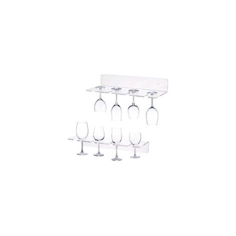 Set di 2 portabicchieri da vino in acrilico da parete, espositore trasparente per bicchieri da vino, porta champagne da parete, ripiani sottopensile per bicchieri da vino, per bar e ristoranti - Crezu
