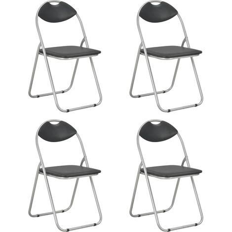 Chaises pliantes de salle à manger 4 pcs Noir Similicuir (1/5)