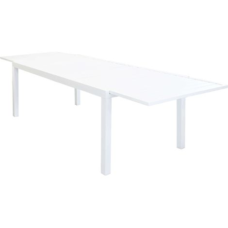 Tavolo estensibile 200/300 cm da giardino con struttura in alluminio e piano effetto doghe orizzontali Frisco - White (1/5)