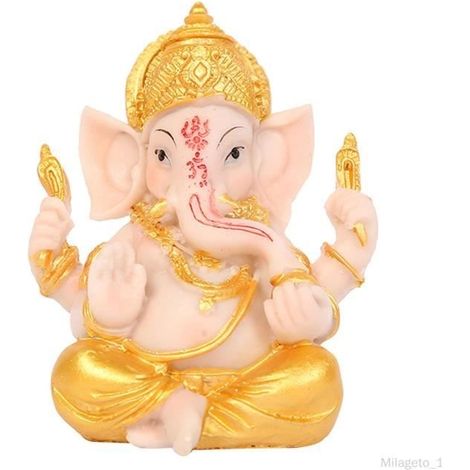 Ganesha Sculpture Éléphant Seigneur Statue Dieu du Succès Résine Bouddha Richesse Indienne Ganesh Figurine pour Bureau Maison (1/4)
