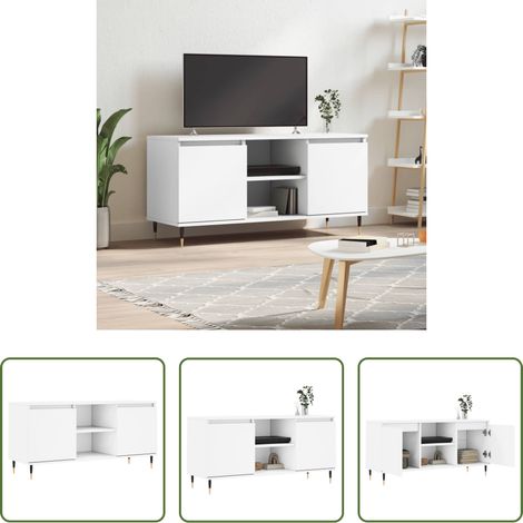 vidaXL Meuble tv bois - Meuble TV blanc 104x35x50 cm bois d'ingénierie (1/5)