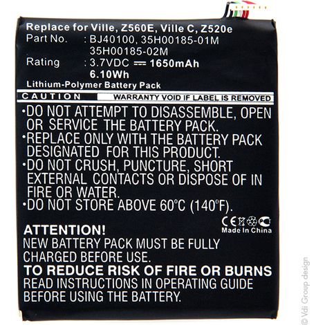 NX - Batterie téléphone, smartphone, GSM 3.7V 1650mAh - 35H00185-01M35H00185-02MBJ4010035H00185-06M (1/4)