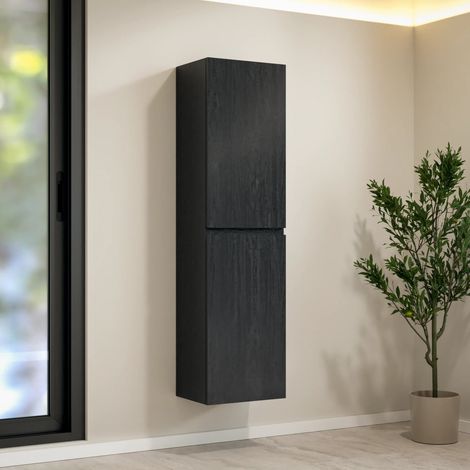 Ruvo Badezimmerschrank – Schwarze Eiche – 150 cm hohes Aufbewahrungsmöbel mit Soft-Close-Türen – Feuchtigkeitsbeständige Oberfläche und platzsparendes Design (1/5)