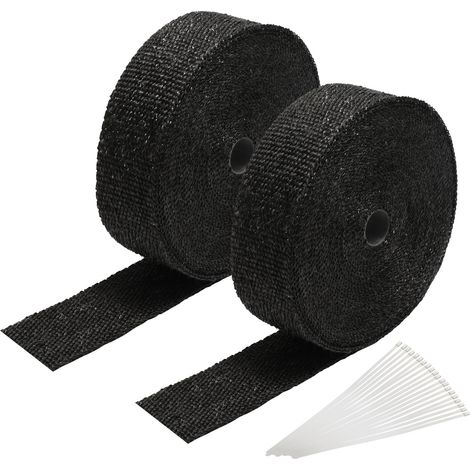 SWANEW 2x 10M Titanio isolamento termico nastro tubo di scarico nero con 20 fascette metalliche (1/5)