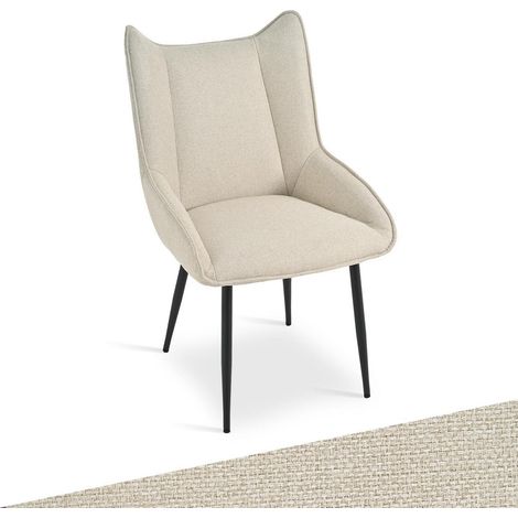 Esszimmerstuhl 1er Set Beige, Leinen-Polyester-Mix, verstellbare Füße (1/5)