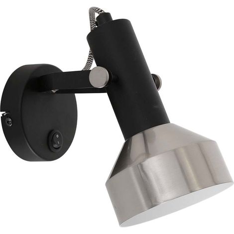 Applique murale spot mural salon luminaire métal noir spots orientable (1/5)
