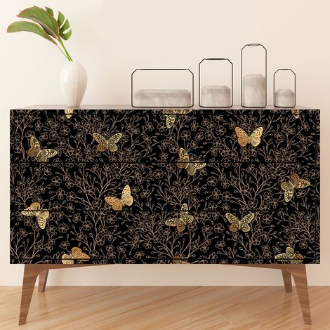 Stickers meuble - Fleurs Papillons - 20 x 40 cm - Adhésif MAT (1/3)