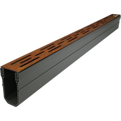 Entwässerungsrinnen schmal Cortenstahl 1000 x 55 x 100 mm - Pro