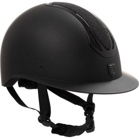 55-57 cm, Nero e Nero: Cap da donna per equitazione modello Azael Stone con visiera larga e strass (1/4)