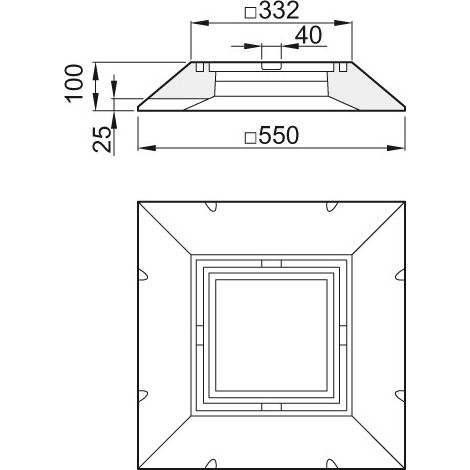 ACO Übergangsrahmen H100/M125/ Polymerbeton, 7000.56.00