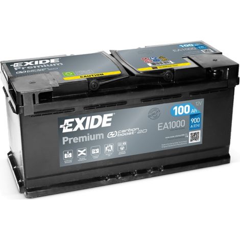 Batterie voiture Exide Premium 12V 100Ah 900A – Plomb Calcium – Sans entretien – Pour démarrage auto et camionnette – Fulmen