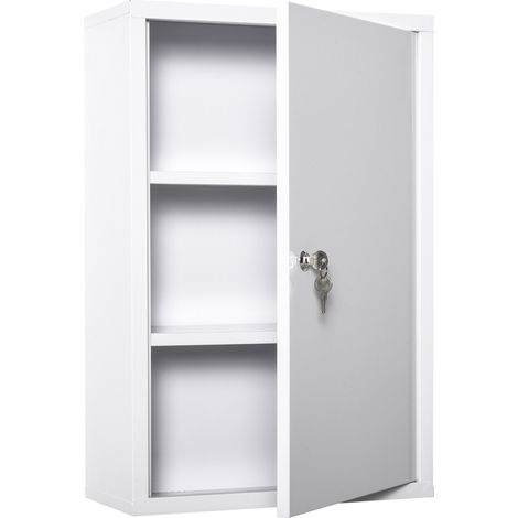 Armadietto Medicinali da Parete 40x18x60 cm 2 Chiavi in Acciaio Bianco (1/5)
