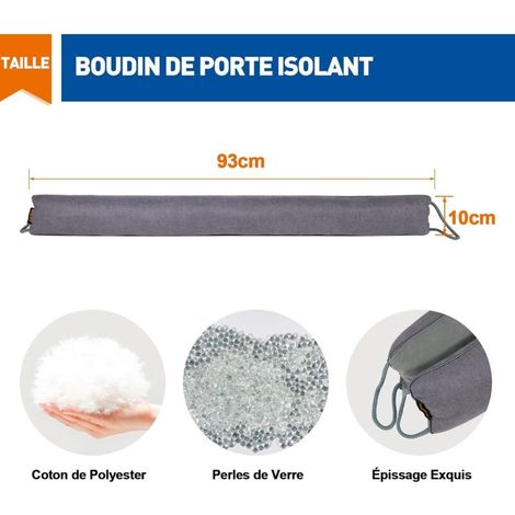 Tope de puerta aislante térmico gris de 93 cm, base aislante térmica para puerta, reducción de frío y ruido, cojín de tela para puerta (1/3)