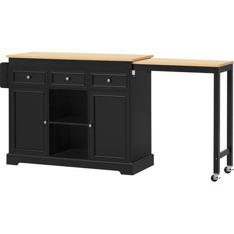 Isla de cocina con ruedas extensible MDF negra HOMVRA (1/5)