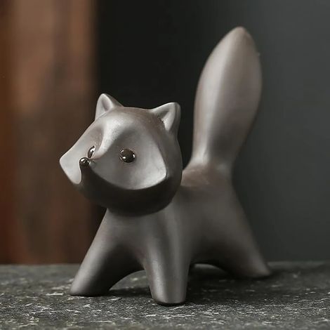 Porte de renard en céramique, petite statue, salon, bureau, salle de thé décoration (1/5)