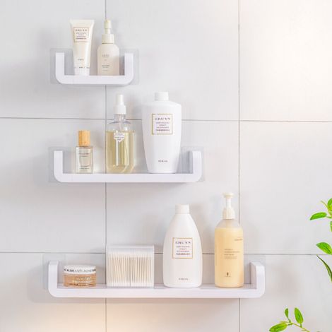 Estantes de pared autoadhesivos (juego de 3) – no requieren perforación – organizador de estantes para baño, decoración de pared y almacenamiento en el baño - Crezuo