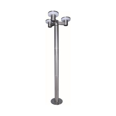 Ribimex – Lampadaire solaire TIMEO 199 cm – 3 lampes LED avec télécommande – Corps inox peint gris – Classe IP44 pour extérieur (1/3)
