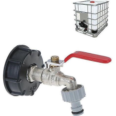Adaptateur IBC S60 X6 avec kit de robinet de sortie 1/2 pour réservoir d'eau de pluie (1/5)
