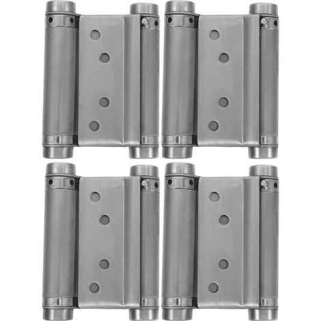 Lot de 4 Charnières à Fermeture Automatique en Acier Inoxydable 3 Pouces Ressort Double pour Portes Battantes Doubles de Café Salon et Bar Quincaillerie Robuste pour Usage (1/5)
