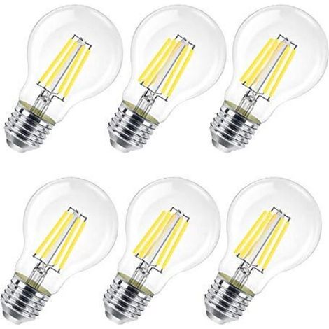 Paquet de 6 ampoules LED E27, 8 W (équivalent à 80 W), A60, transparentes, non dimmables, lumière blanc froid 6 500 K (1/5)