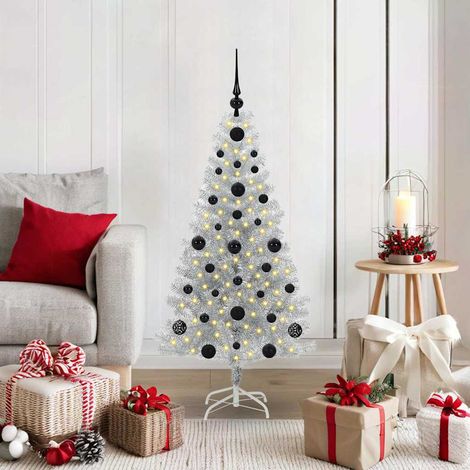Weihnachtsbaum mit 150 LEDs mit Ständer Silber 120 cm PET