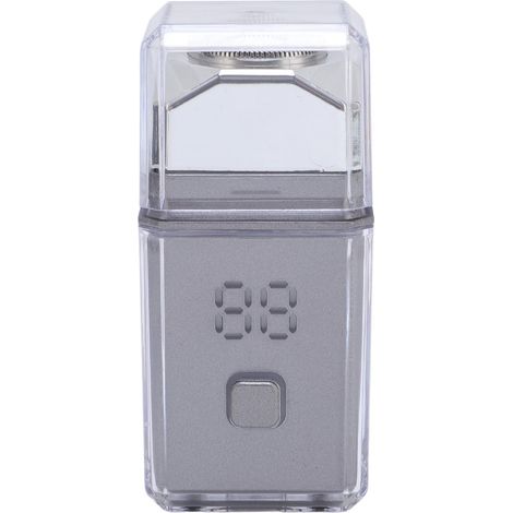 Tondeuse à barbe électrique portable pour homme, étanche, avec écran numérique, format de poche, idéale pour les voyages (argentée). (1/5)