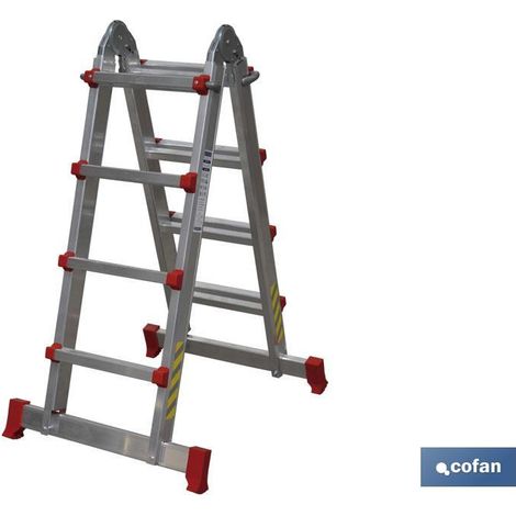 COFAN escalera aluminio multiposición 4 x 4 peldaños y 3,83 m (1/4)
