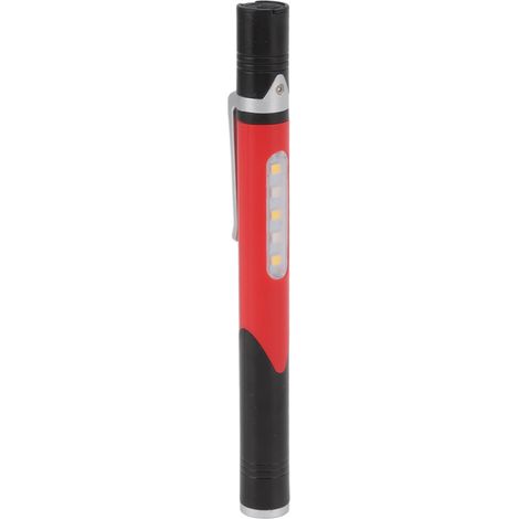 Lampe stylo torche rechargeable USB, 3 sources lumineuses LED, clip de fixation, idéale pour les réparations et les hôpitaux (rouge). (1/5)