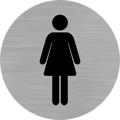 Pictogramme Femme (Q0179).- Adhésif aspect aluminium brossé - Diamètre 83 mm (1/5)